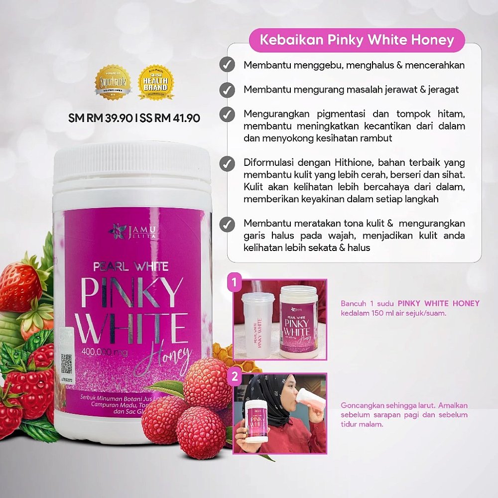 PEARL WHITE PINKY WHITE HONEY - Tanpa Kolagen